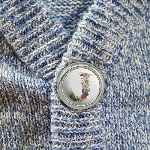 Letter J Floral Monogram Initial Metal Craft Sewing Novelty Buttons - Set of 4 - Imagen 2 de 5
