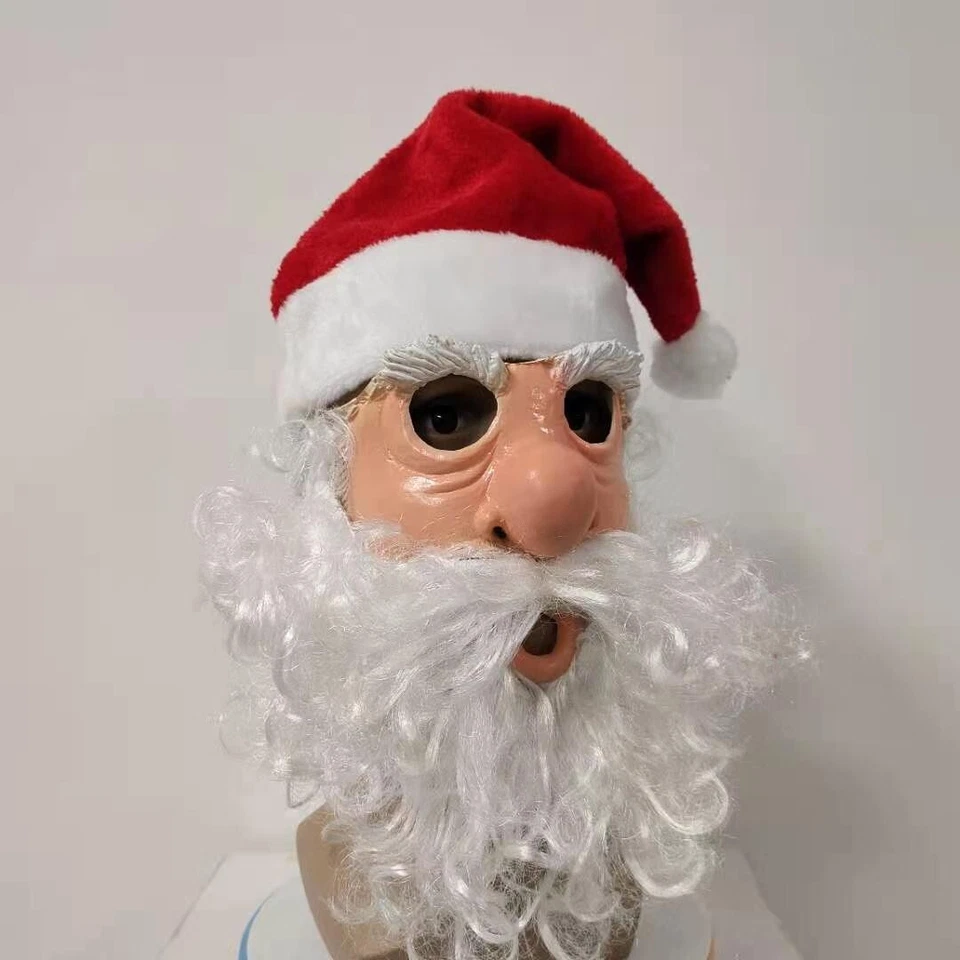 Christmas Santa Claus Face Mask Masquerade Latex Halloween Cosplay Costumes - Image 3 of 4