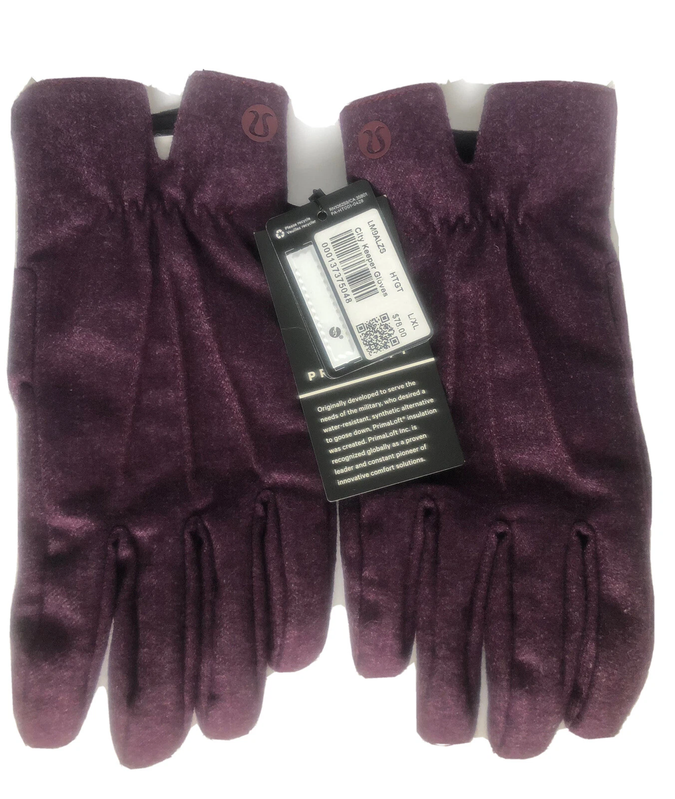 Lululemon Gloves City Keeper Purple/Black HTGT Fleece Wool Blend TechFriend L/XL
