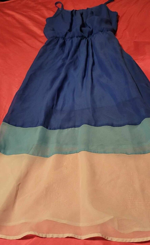 Girls size 8 Long Maxi Amy Byer Sleeveless blue aqua and white