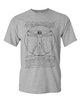 Vitruvian Man Da Vinci Men’s T-Shirt – Gildan 100% Cotton, Sizes Small To 5XL