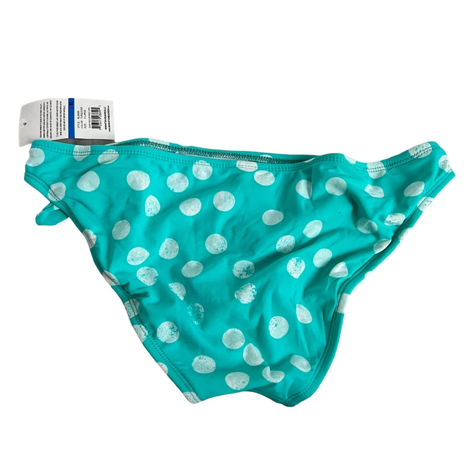 Bikini Lab Traje De Baño Pantalones XL Azul Turquesa Blanco Lunares Nudos Laterales Natación Foto 2 de 3