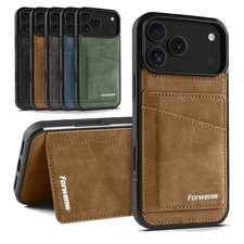 For iPhone 18 Pro Max 17 16 15 Magnetic Wallet Card Stand PU Leather Flip Case