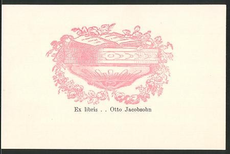 Exlibris Otto Jacobsen, Buch mit Blumenumrandung - 第 1/1 張圖片
