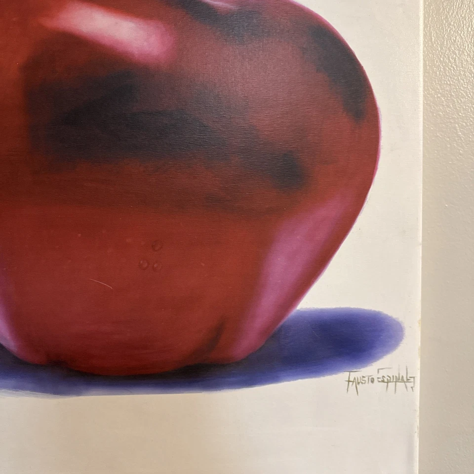 Fausto Espinal Red Apple Canvas Print Still Life Signed 32x24 Wall Art - Image 4 of 4