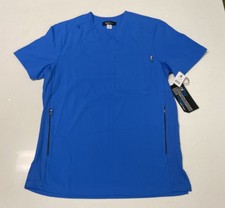 Koi Lite Women V Neck Performance Stretch Scrub Top w/ Pocket Blue size M NWT
