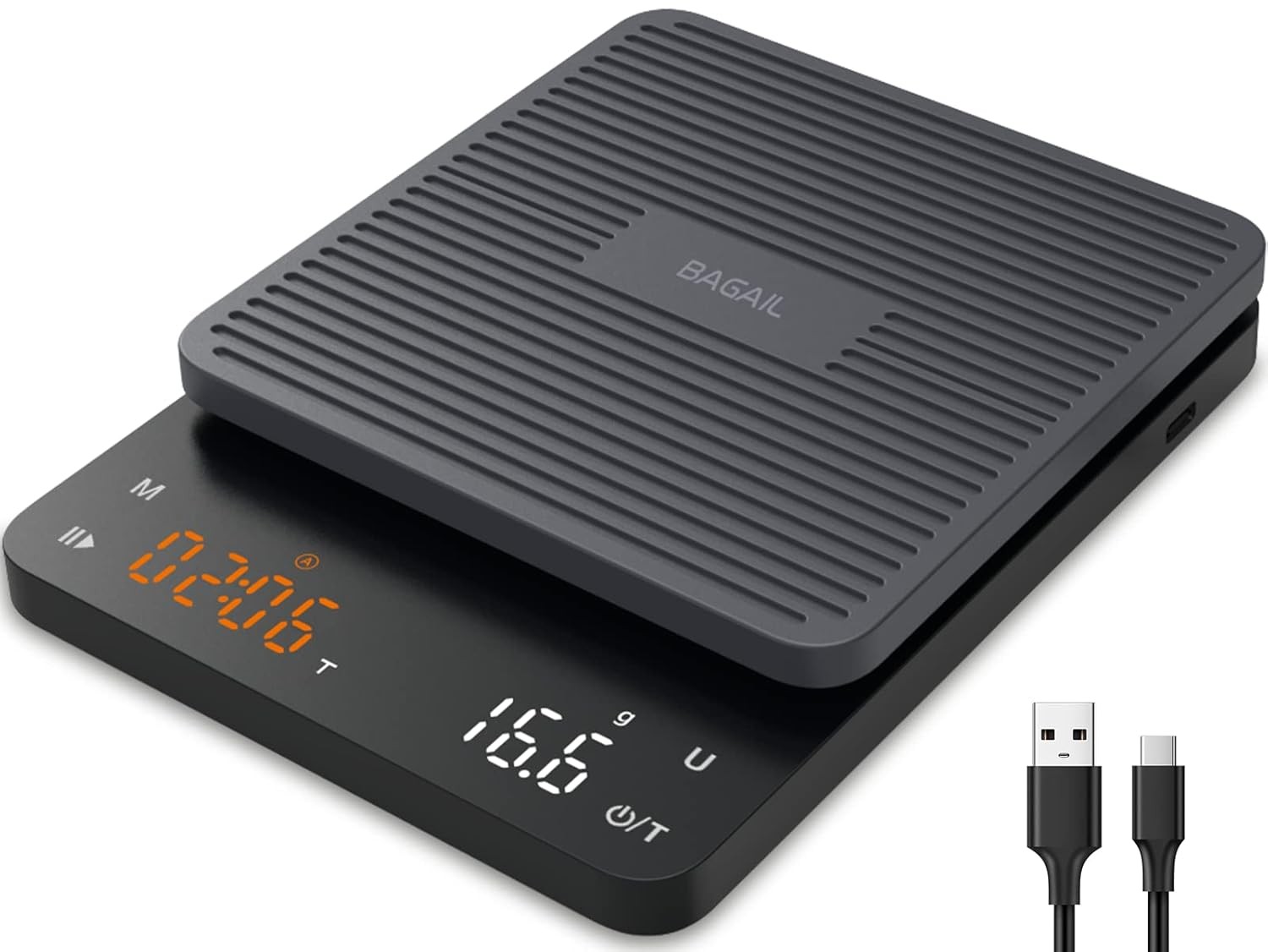 Bilancia da Caffè Moderna BAGAIL | Timer e Ricarica USB-C 0.1g