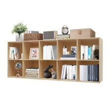 10 Cube Solid Wood Shelves, Wooden Shelf Bookcase,  Floor Standing Bookshelf