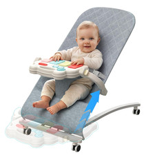 Portable Baby Bouncer Seat 0-18 Months,Detachable Piano  Hanging Toys,3-Level R