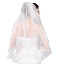 EllieHouse Short 2 Tier Wedding Bridal Veil With Comb L24 White Ivory