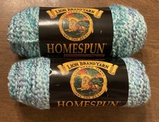 2 Skeins Lion Brand Homespun Textured Acrylic Yarn 6 Oz  185 yds Waterfall NIP