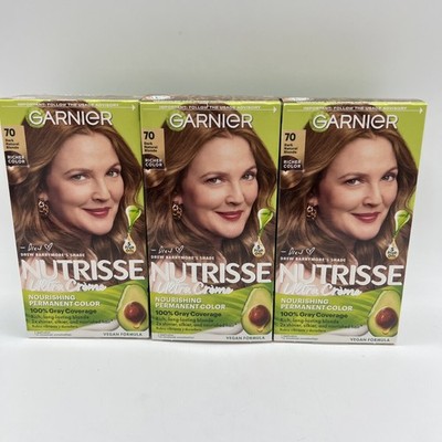 Garnier Nutrisse Permanent Nourishing Color Creme 70 Dark Natural Blonde 3 Pack