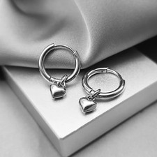 Minimalist Tiny Heart Charm Hoop Earrings Small Huggie Hoops Cute Dainty Jewelry