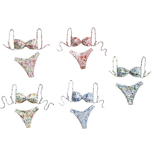 Beach Holiday Floral Lace Bikini Summer Vacation Bikini Beachwear Bikini Set - Imagen 1 de 16