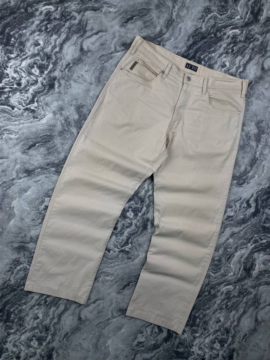 Armani Jeans Comfort Fit Jeans Big Logo Men Size 38 Beige | eBay