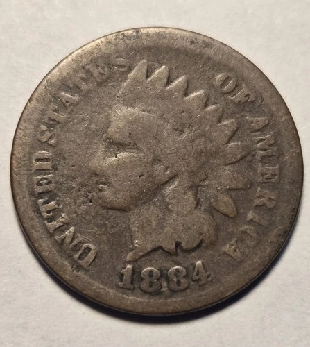1884 Indian Head Cent 1c Circulated Penny About Good AG Details Exact Coin Shown