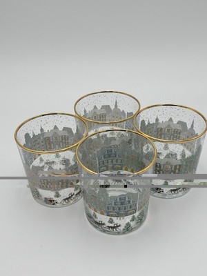 Mark & Graham HOLIDAY VILLAGE GLASSES ~ Set of 4