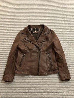 AJ Firenze Women s Brown Leather Moto Jacket Size XL 1980s Made In Italy
