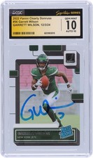 Garrett Wilson Jets Signed 2022 Panini Clearly Donruss #56 CGC 10/10 Rookie Card