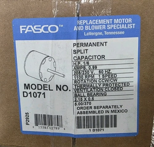 Fasco D1071 Replacement Motor