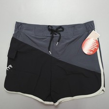TYR Bulldog Diagnonal Splice Board Shorts Men's Size XL Swim Black Grey