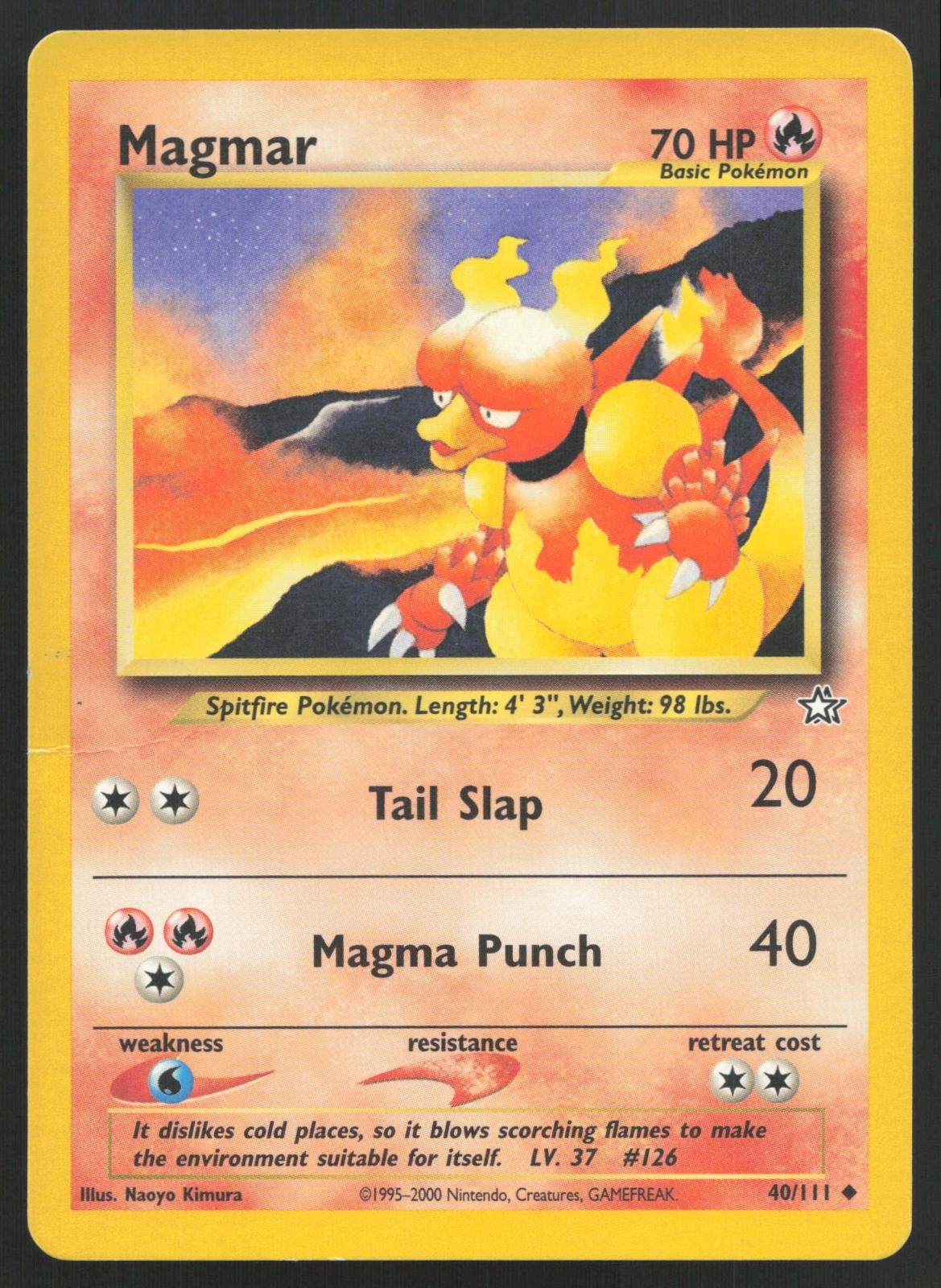 Magmar 40/111 Uncommon Neo Genesis Pokemon Unlimited HP
