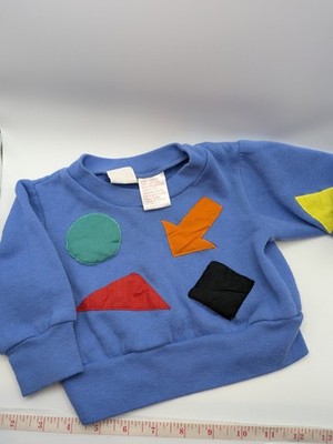 Vtg Geometric Shapes Sweatshirt Size 12 Months Pullover Bright Colors Funkins