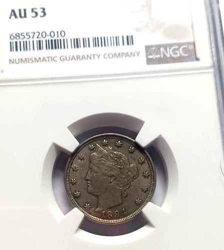 1894 LIBERTY V NICKEL NGC AU53