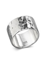 massiv 925 Sterling Silber Ring 12 mm breit rund gehämmert wahlweise konkav