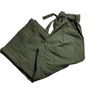 Bershka Green Culottes  Wide Crop Leg Trousers Size XS Elastic  Tie Waist Boho