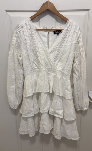 Mini abito a strati Lulus Be My Forever Love bianco in pizzo ricamato - Foto 5 di 11