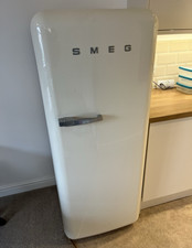 Retro SMEG Freestanding Single Door Fridge, Gloss White, Ice Box, Shelves