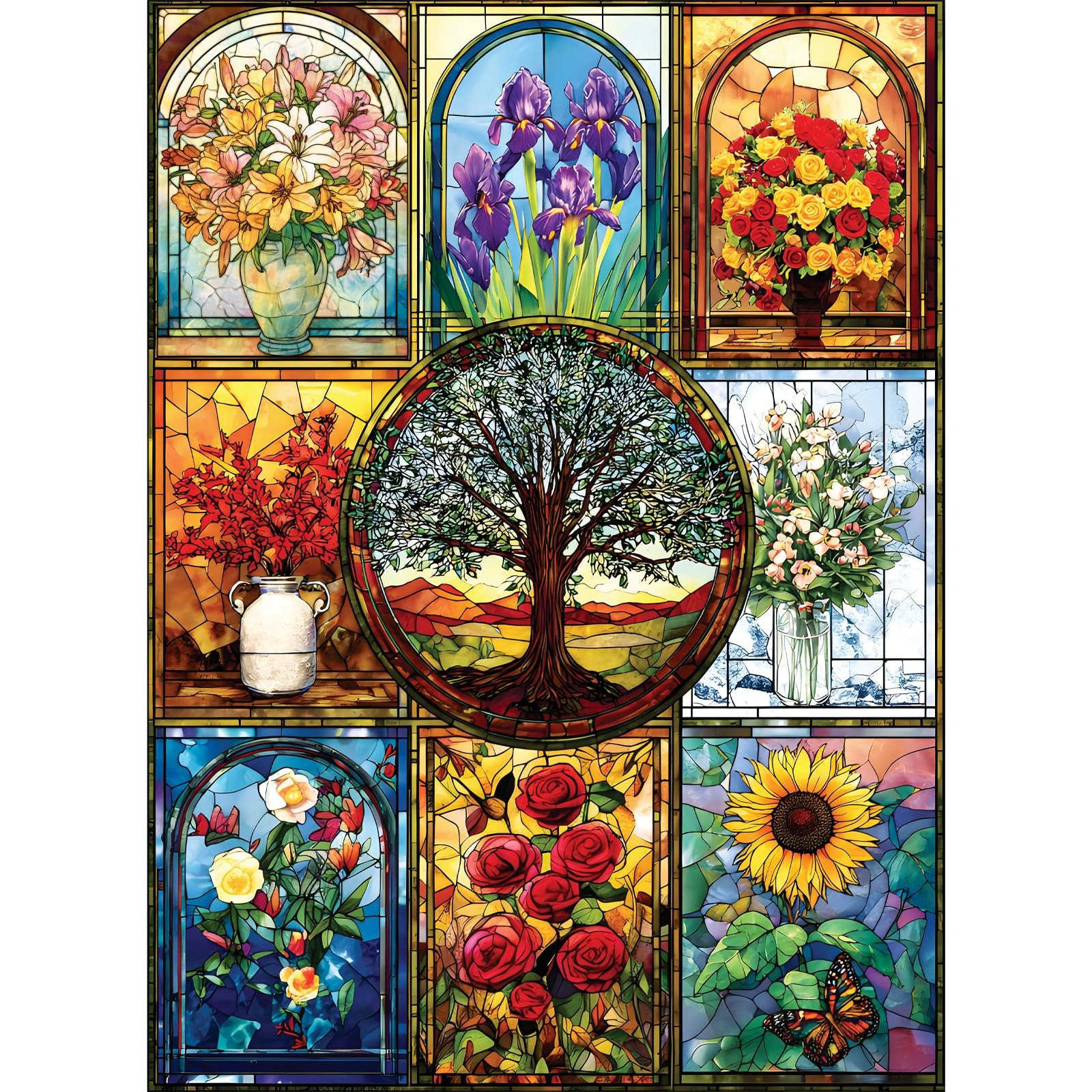 500 Piece Puzzle for Adults, Stained Glass Windows Jigsaw Puzzles, Tree ...
