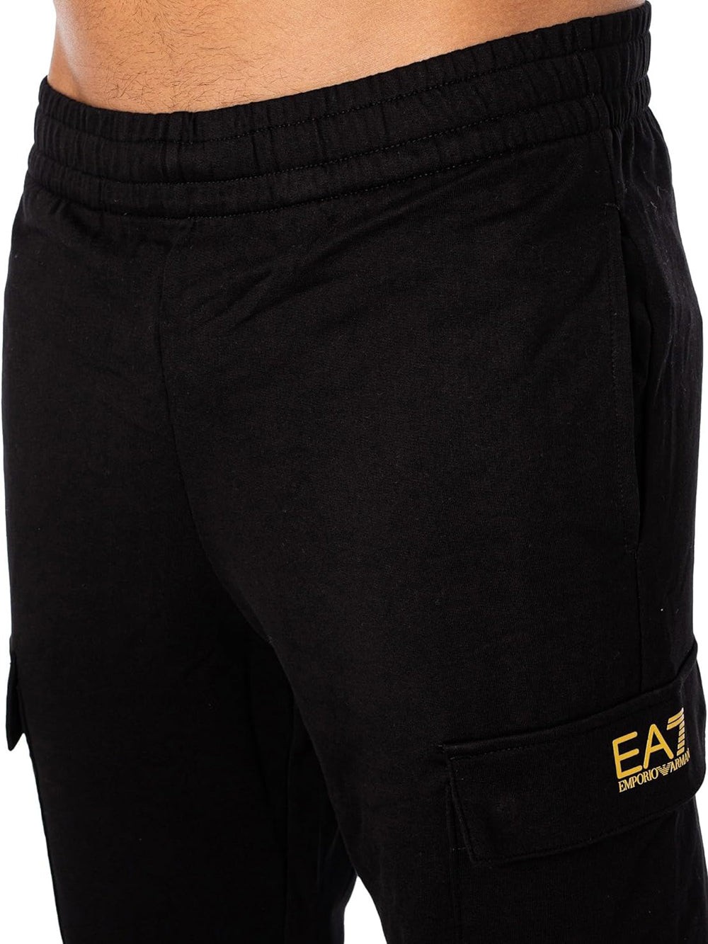 EMPORIO ARMANI $125 Men's EA7 Logo Joggers Sizes S, M Black Gold AUTHENTIC NEW