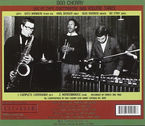 Don Cherry Live At Cafe Montmartre 1966, Vol. 3 (CD) (US IMPORT) - Bild 2 von 2
