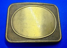 Oval in Rectangle Brass Tone Belt Buckle To Repurpose For Your Craft Or Project