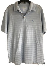 Tommy Bahama Island Zone Polo Shirt Mens L Blue Marlin Logo Short Sleeve