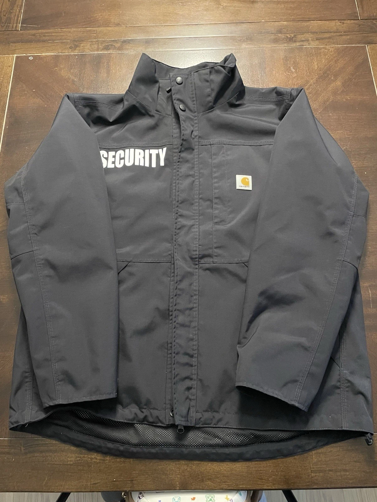 Men’s Carhartt Loose Fit Storm Defender Black SECURITY Jacket Size L OJ4670-M