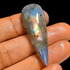 100 Natural Labradorite Pear Shape Cabochon Loose Gemstone 36.5 Ct 41X14X8 mm