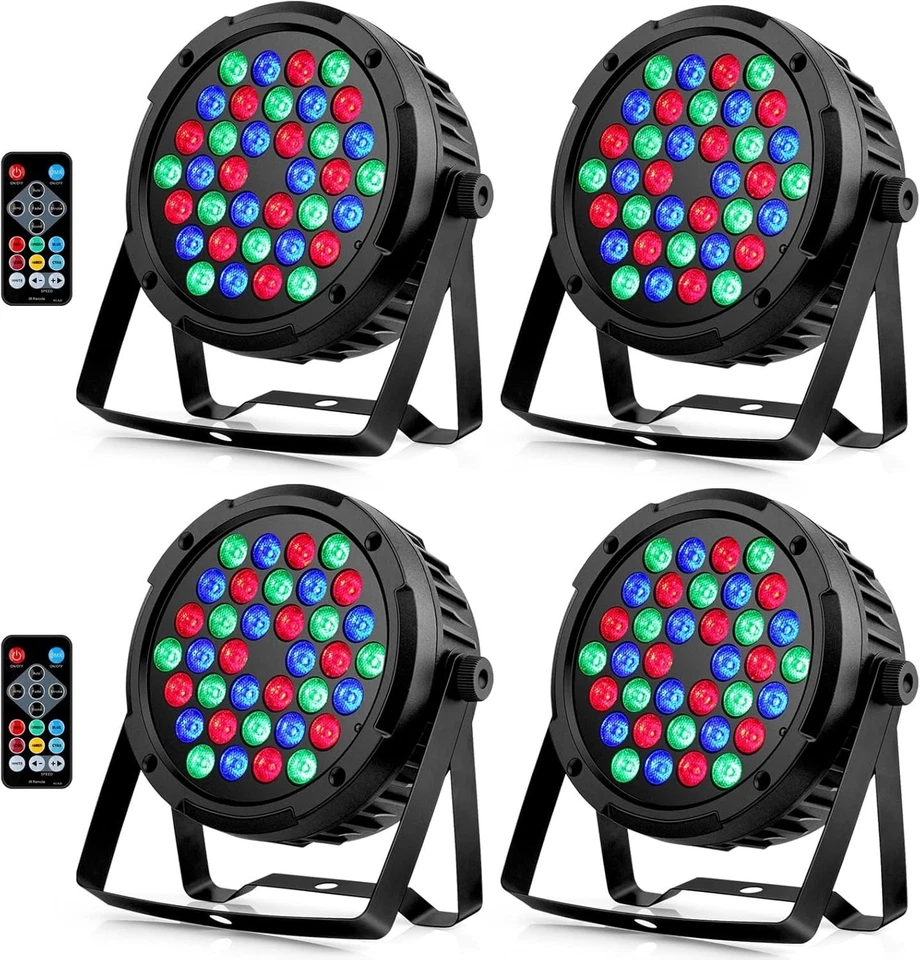 Portable 36W RGB Stage Lights 4 Pack with Remote - Ideal for DJs & Celebrations - Image 3 of 4