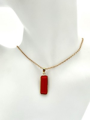 Red Coral Pendant 22x14mm in 18kt Gold - Handmade - Torre del Greco