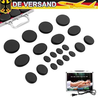 Hot Stone Massage Set Groß Erwärmer Heating Box & 20x Wärmesteine Wärmegerät Spa