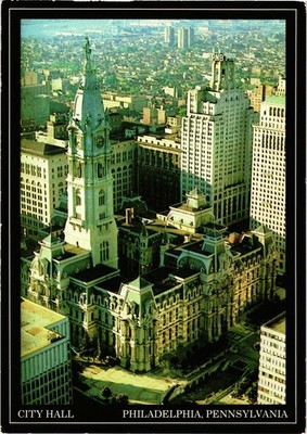 City Hall Philadelphia Postcard Aerial View Penn Squares Pennsylvania Landmark