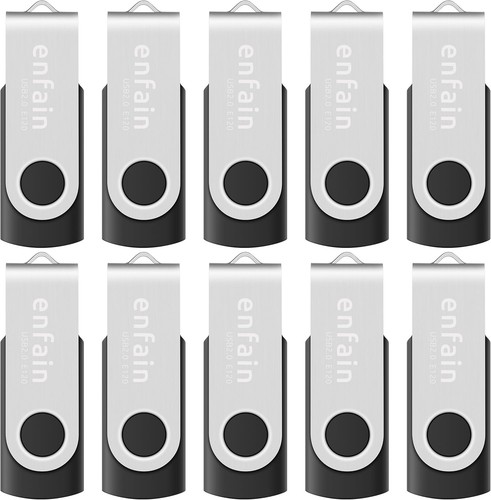 10-Pack Enfain 16GB USB 2.0 Swivel Flash Drives: Shareable Data 16GB ...