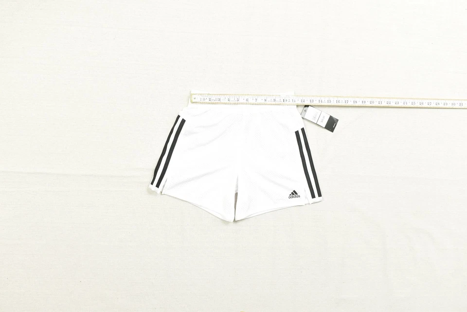 Pantalones Cortos Adidas Niñas Blancos Básicos 3 Rayas Malla Niños Talla S (7/8) Poliéster Nuevos con Etiquetas Foto 3 de 4