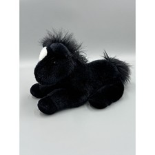 Aurora Black White Horse Stallion Pony Plush 10 Stuffed Animal