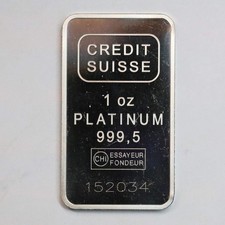 Credit Suisse 1 oz Platinum Bar .9995 NOT in Assay 2797.99 per troy oz