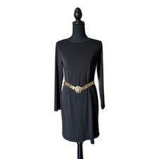MICHAEL KORS Classic black shift dress Back Zip Long Sleeve S EUC staple piece