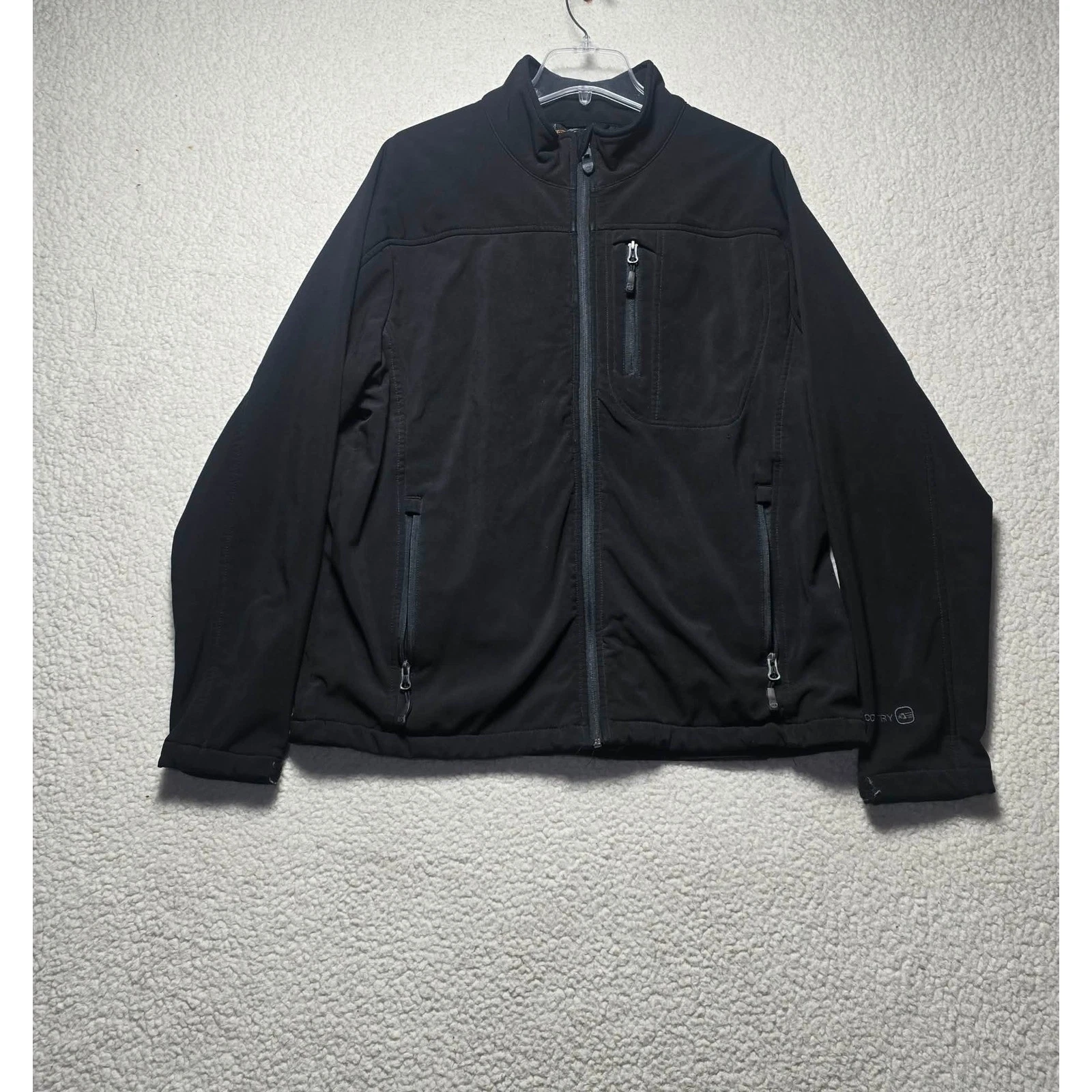 Free Country Mens Softshell Jacket Black Full Zip Fleece Lined Large