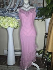 Vintage Ice Women's Pink Silk Polka Dot Asymmetric Ruffle Hem Dress